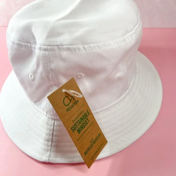 NWT Bucket Hat White Sun Hat for Adults Geo hat made from recycled material - Picture 8 of 9